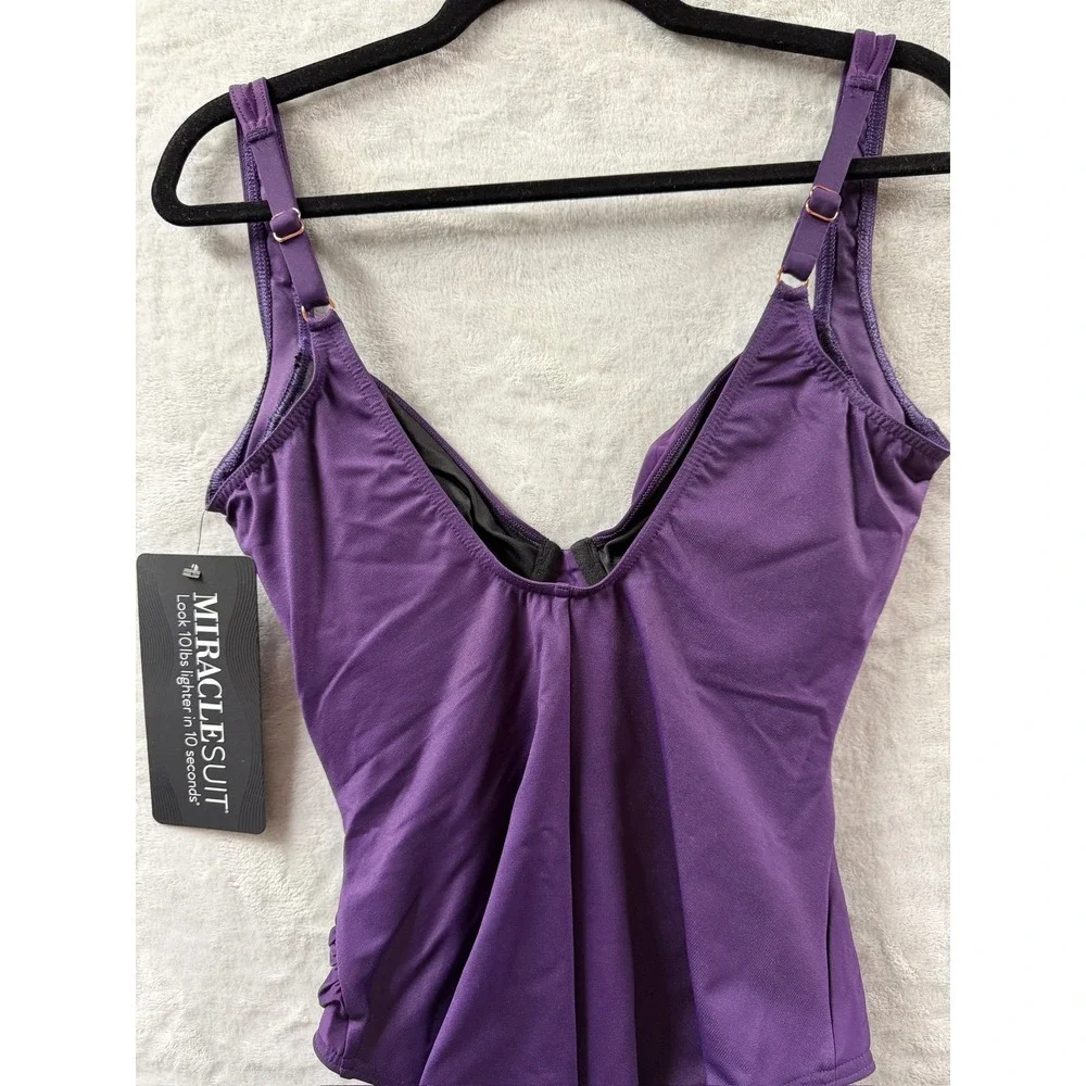 Miraclesuit Sanibel One Piece Swimsuit Sangria Purple Ruched Slimming Sz 12 $180